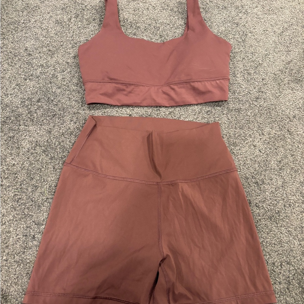 CRZ yoga chocolate Sports Bra and Shorts Set